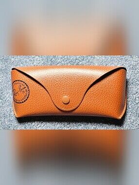 Authentic Ray Ban Brown Sunglasses Case Leather Snap Luxottica Cover Vintage